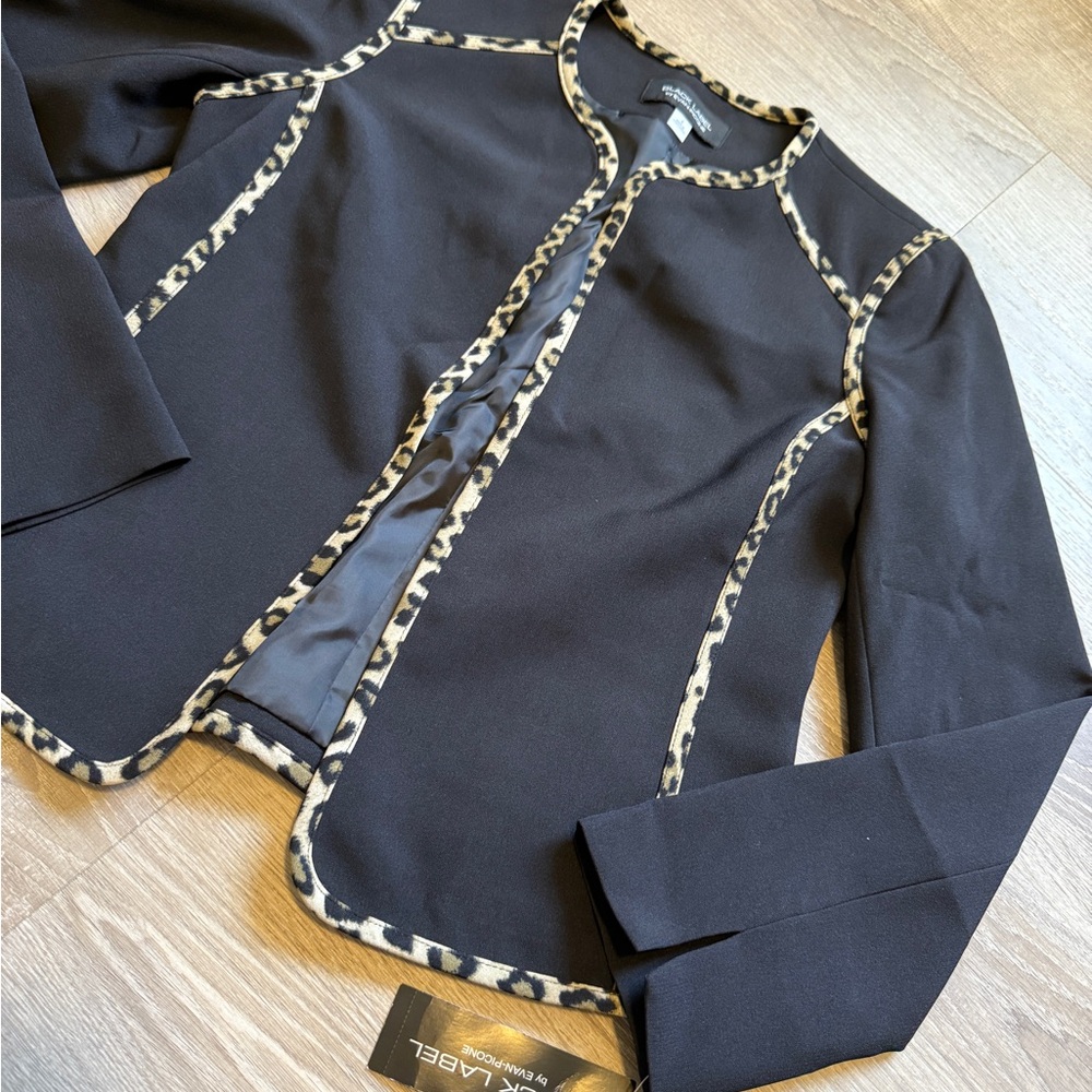 Black Leopard Trim Women's Jacket - Picture 6 of 11